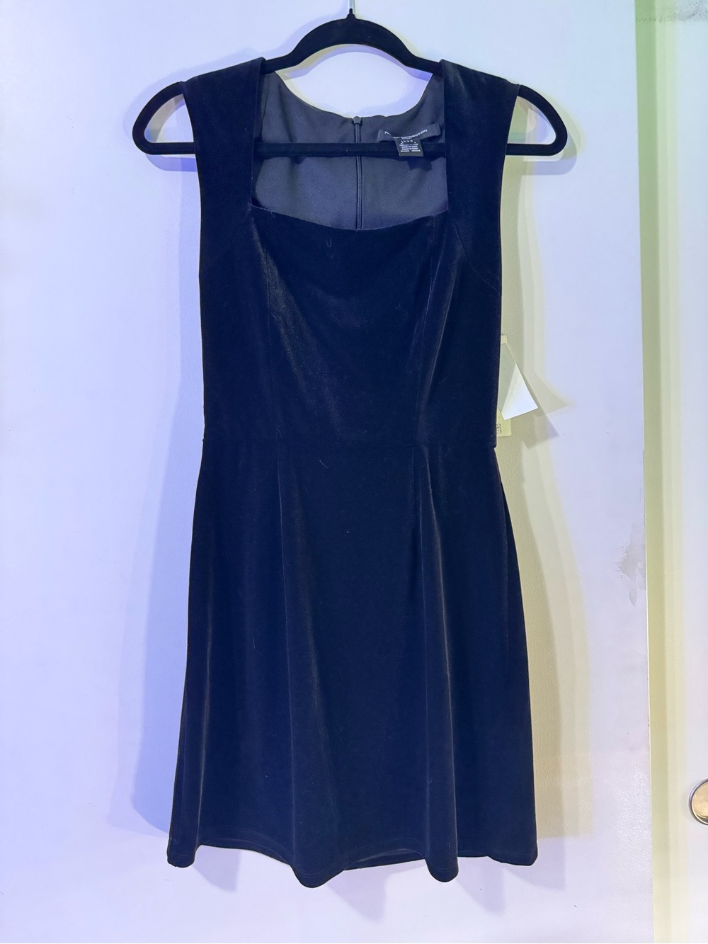 French Connection NWT Classic Black Velvet Scoop-Neck Dress